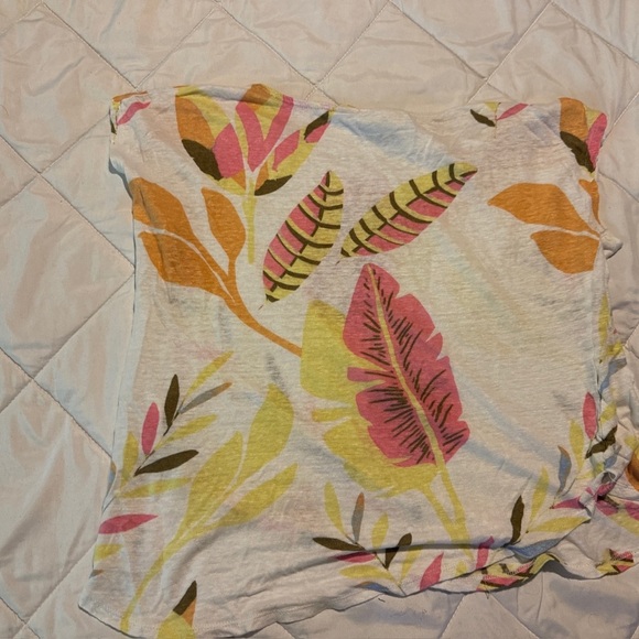 Cynthia Rowley Cream and Yellow Relaxed Graphic Blouse - Picture 3 of 3